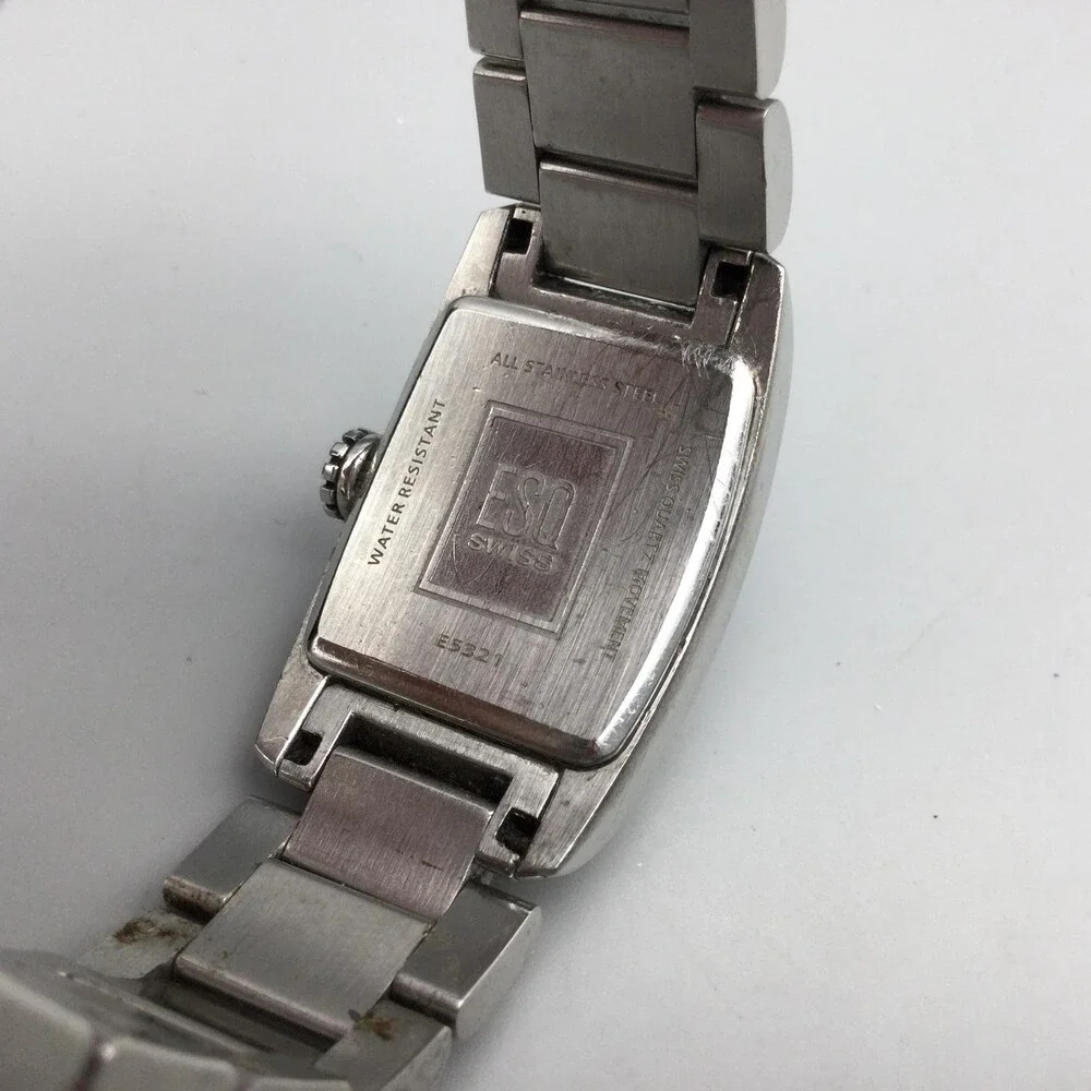 ESQ Movado Swiss Womens Watch 22mm Champagne Silver Tone New Battery 6.5
